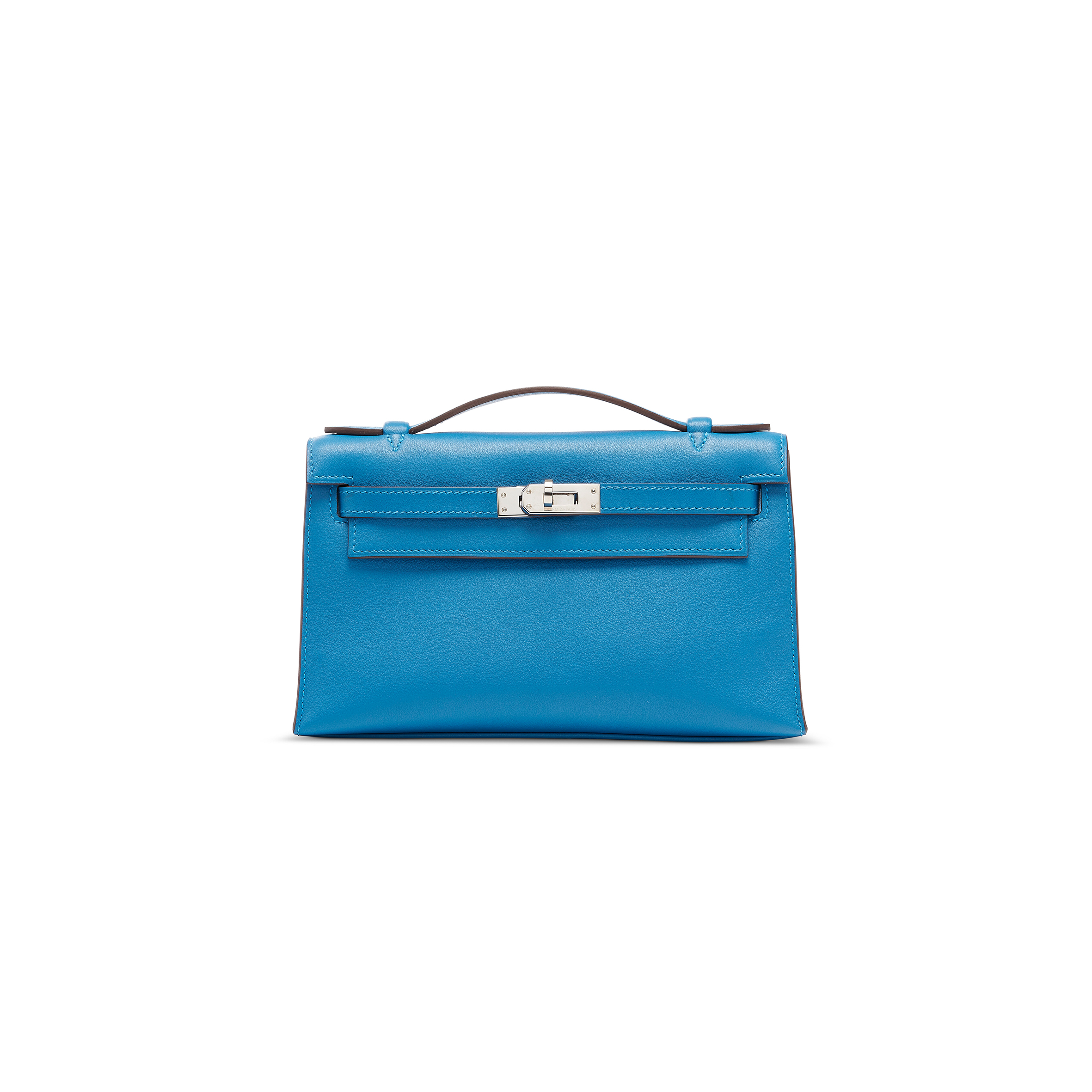 HERMES A MYKONOS SWIFT LEATHER KELLY POCHETTE WITH PALLADIUM HARDWARE (22*14*7cm) 